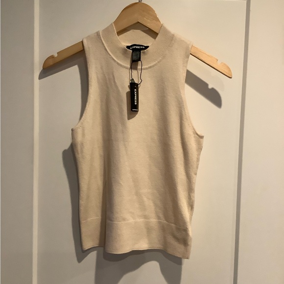 Express Tops - Express Cream Sleeveless Sweater Shell Top
